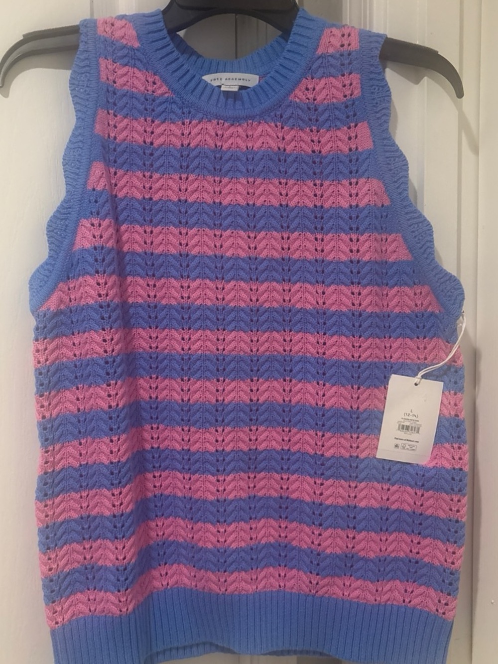 Girls' Striped Knit Sleeveless Vest — Pink & Blue
